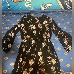 Lola Black Floral Dress with Pink Accents